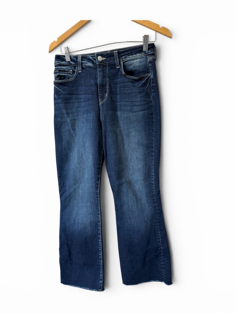 L'AGENCE Straight Leg Raw Hem Stretch Dark Wash Jeans Size 27